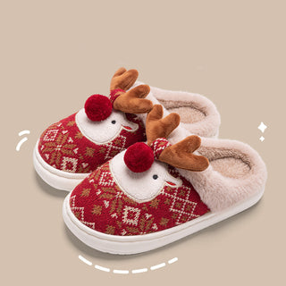 Christmas Elk Plush Slippers Non-slip - Savii