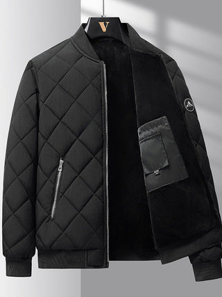 Men's Quilt Lined Bomber Jacket - Black and Khaki - Savii