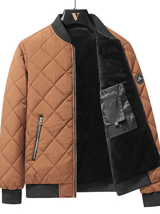 Men's Quilt Lined Bomber Jacket - Black and Khaki - Savii