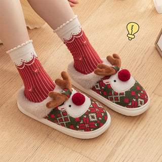 Christmas Elk Plush Slippers Non-slip - Savii