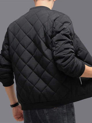 Men's Quilt Lined Bomber Jacket - Black and Khaki - Savii