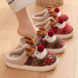 Christmas Elk Plush Slippers Non-slip - Savii