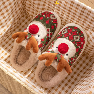 Christmas Elk Plush Slippers Non-slip - Savii