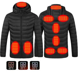 HeatPRO Heated Puffer Jacket - USB Electric Insulated Coat with 9 ActiveHeat Zones - Savii