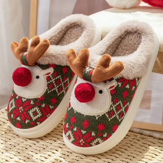 Christmas Elk Plush Slippers Non-slip - Savii