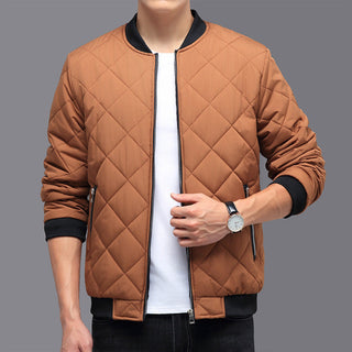 Men's Quilt Lined Bomber Jacket - Black and Khaki - Savii