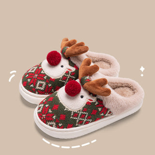 Christmas Elk Plush Slippers Non-slip - Savii