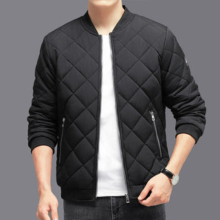 Men's Quilt Lined Bomber Jacket - Black and Khaki - Savii